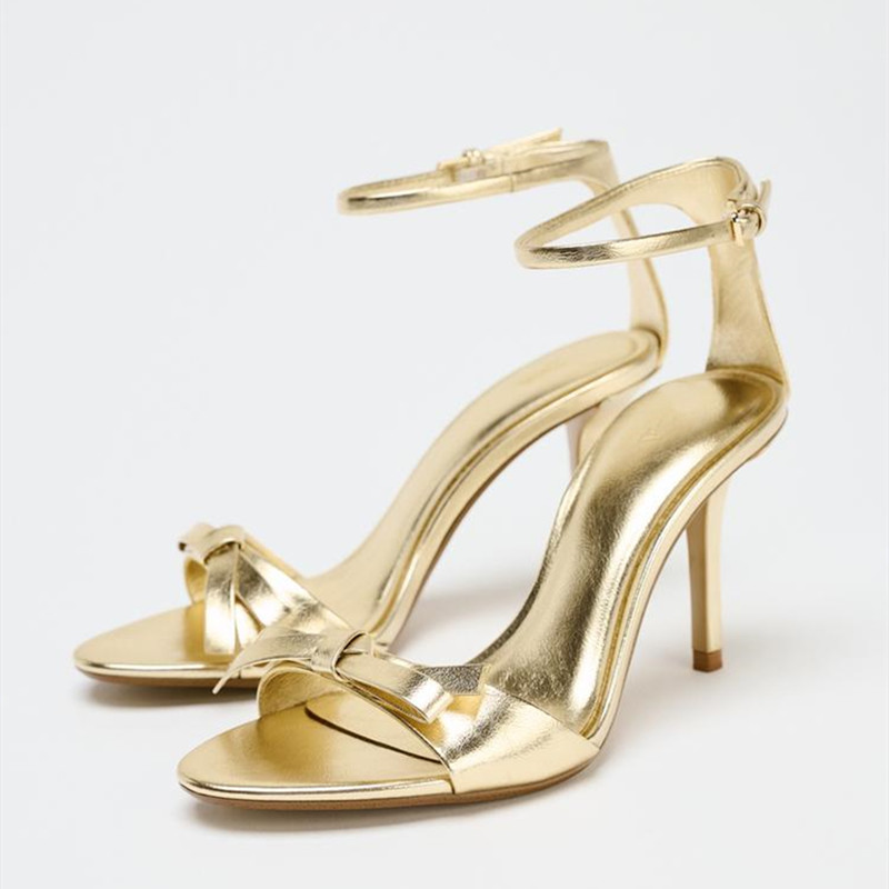 Summer Clothing Stores - Elegant Golden Bow Brand High Heeled
