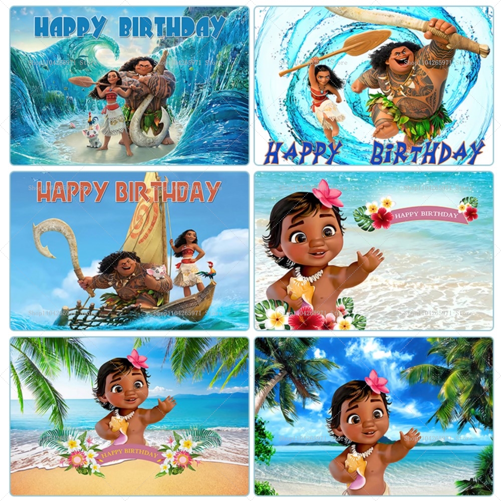 Summer House Clothing - Baby Moana Theme Summer Birthday Backdrop