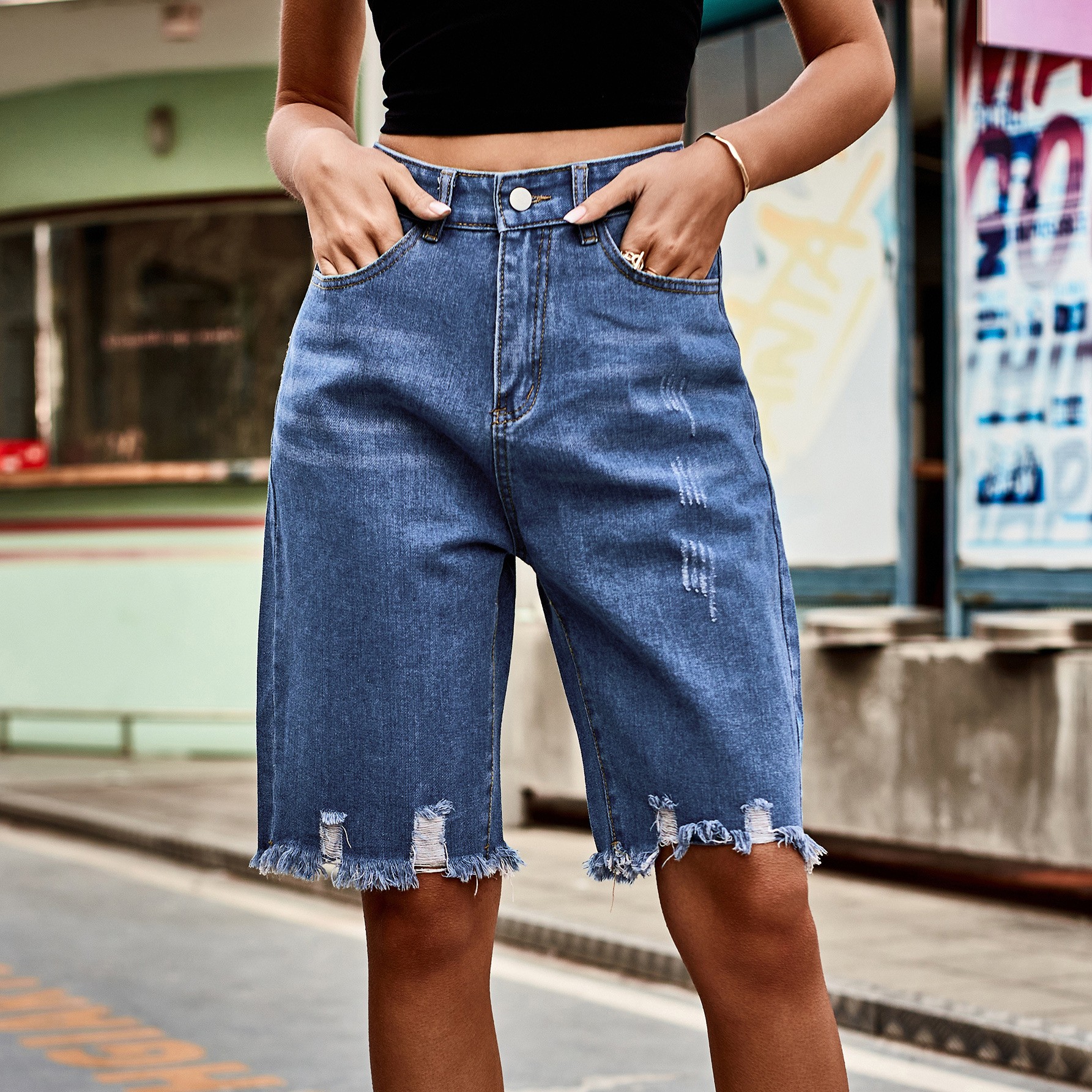 Summer Clothing Y2K - Summer Women's Clothing Distressed Denim Shorts