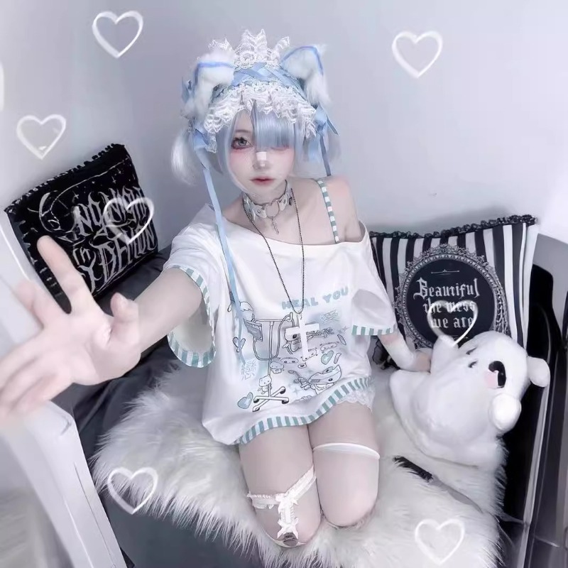 Anime Y2k Cartoon Kawaii Cat P - Summer Clothing Y2K recension och pris