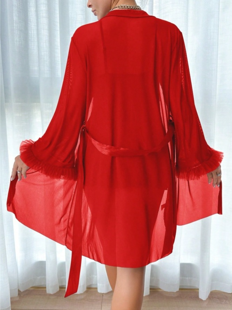 Women 3 Piece Red Sexy Lace Ro - Summer Clothing Stores recension och pris