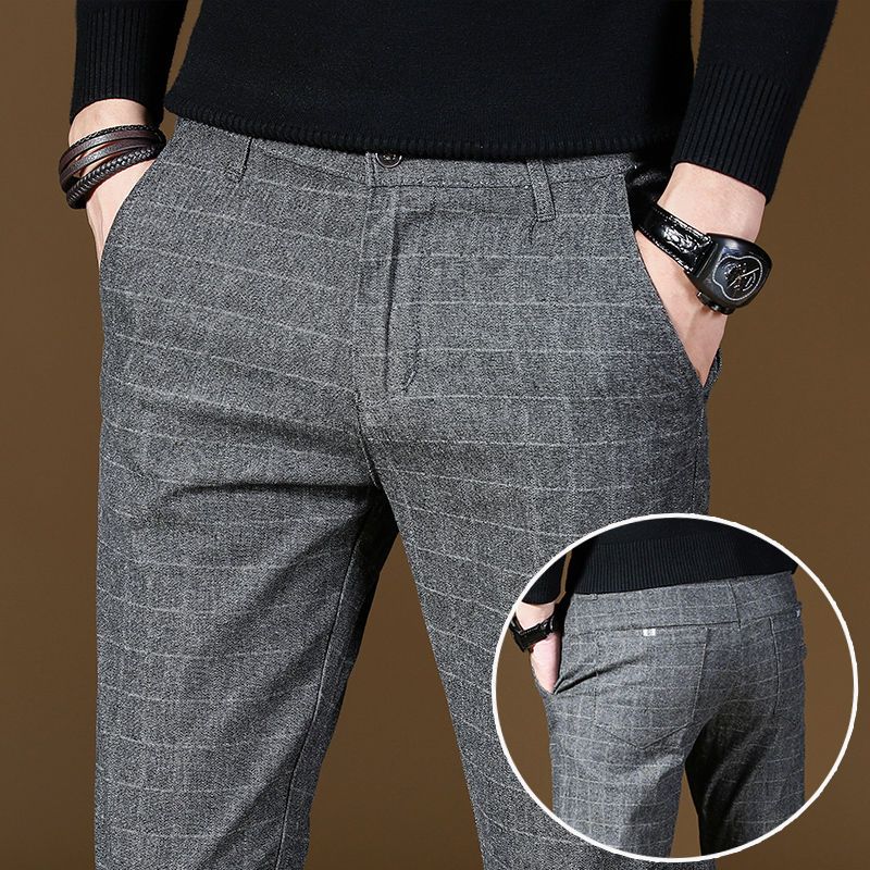 Male Suit Trousers Gray Plaid  - Summer Clothing Cheap recension och pris