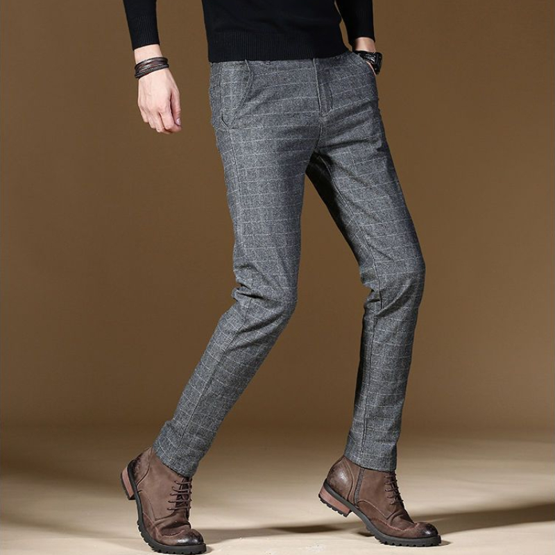Male Suit Trousers Gray Plaid  - Summer Clothing Cheap recension och pris